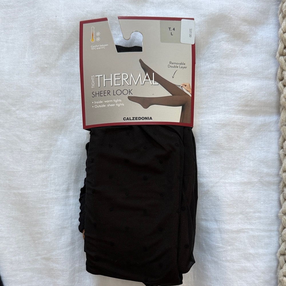 NWT Calzedonia Black Thermal Sheer Look Tights